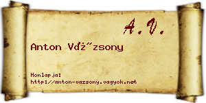 Anton Vázsony névjegykártya